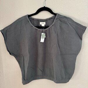 UpWest Cinched Hem Coastal Cotton Top - SOOT / L